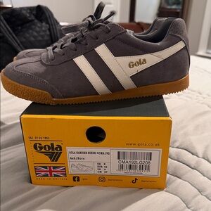 Gola Harrier Suede Gray and White Sneakers